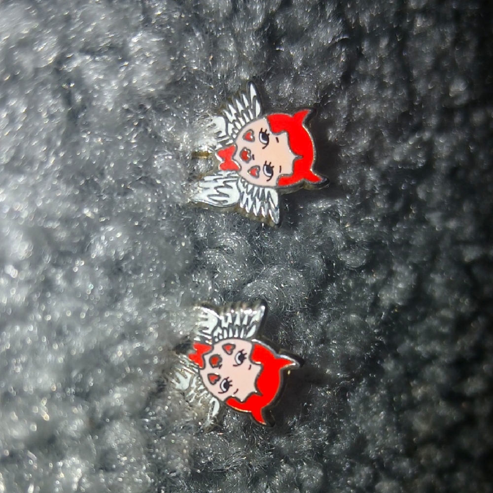 Red and White Angel Devil Earrings